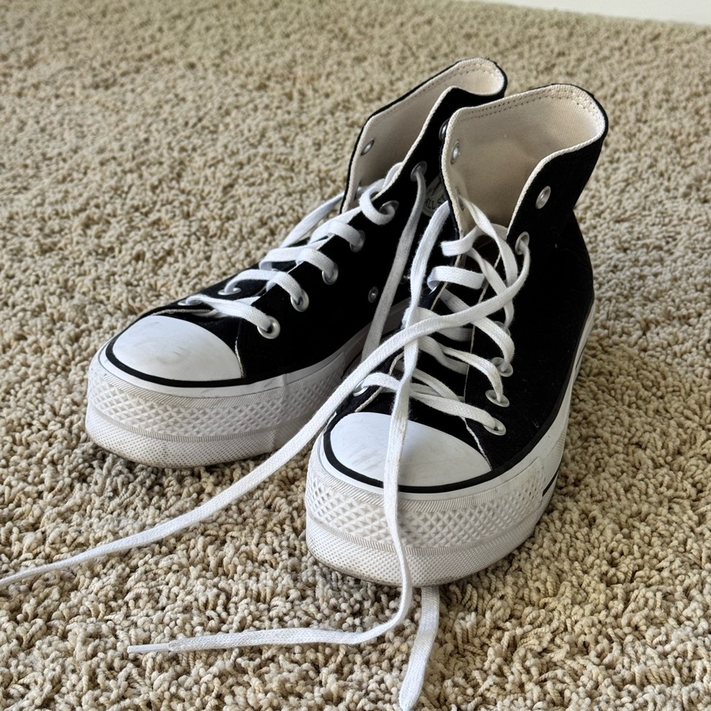 Converse Black and White High Top Platform chuck taylors